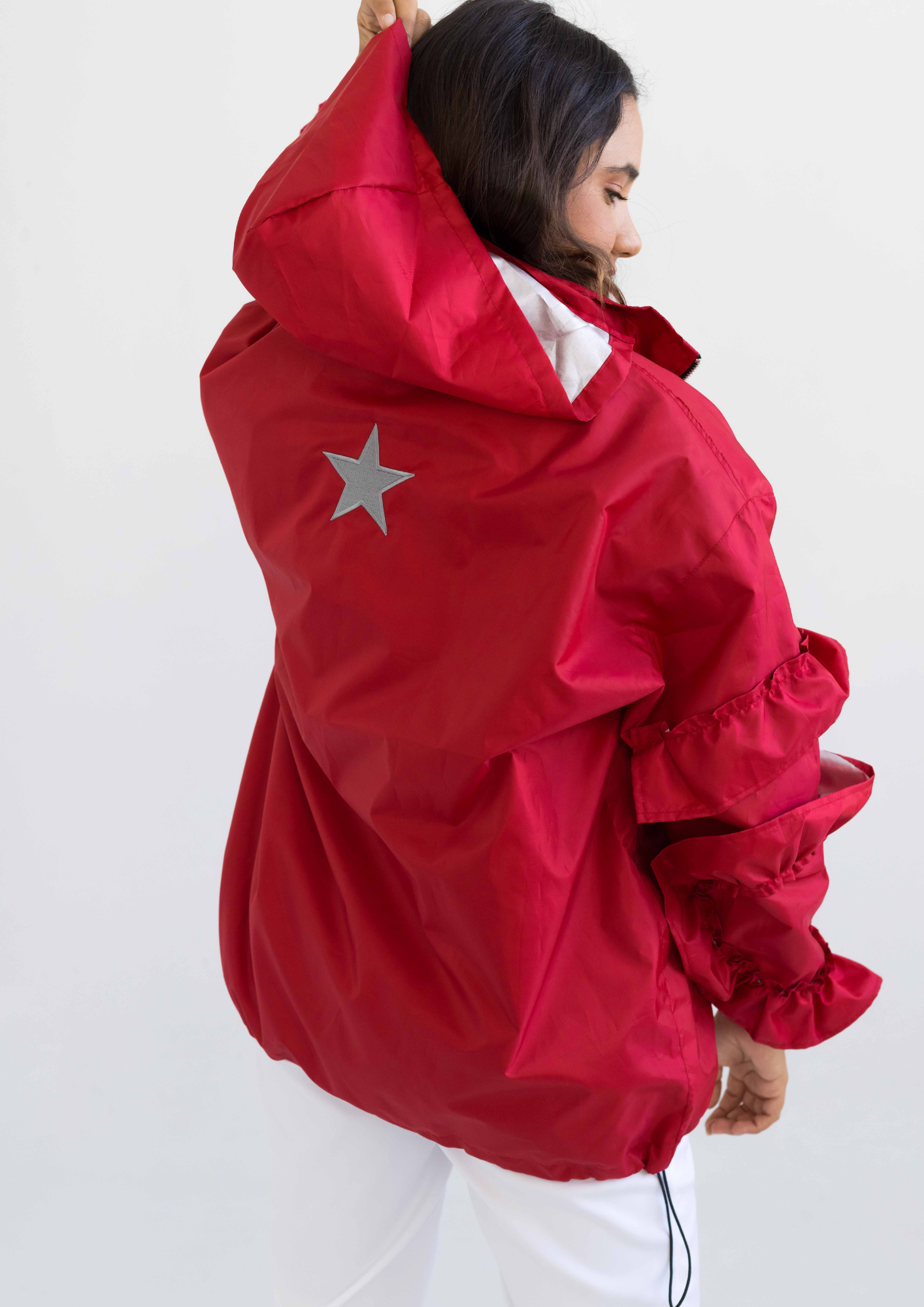 Campera Lluvia Ame / Rojo y Plata