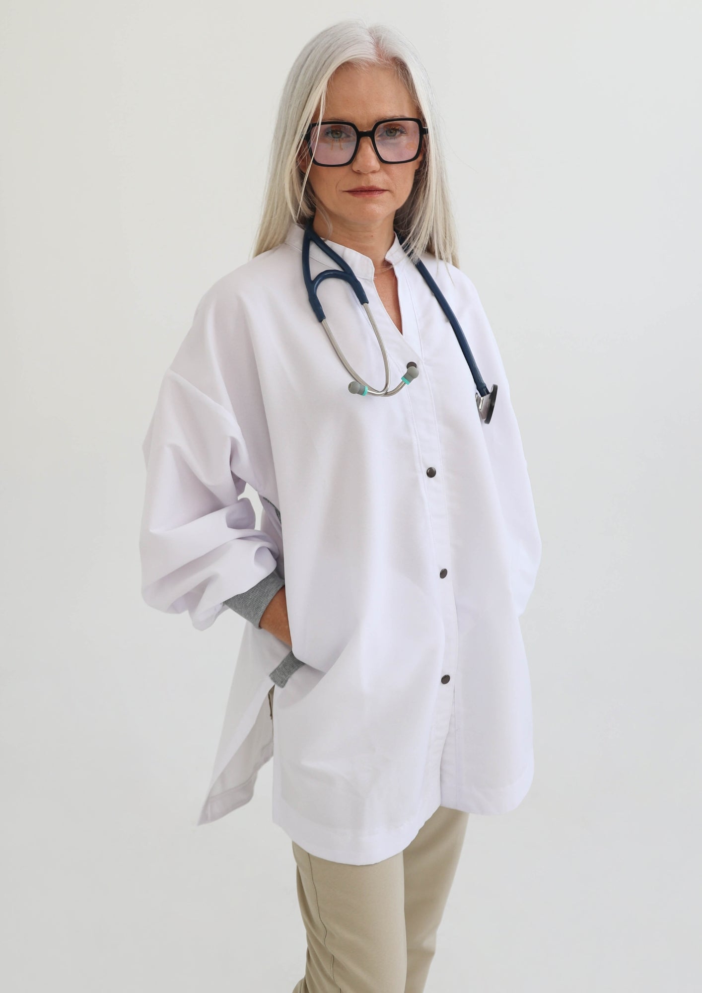 Túnica Orión / Blanco y Gris Claro