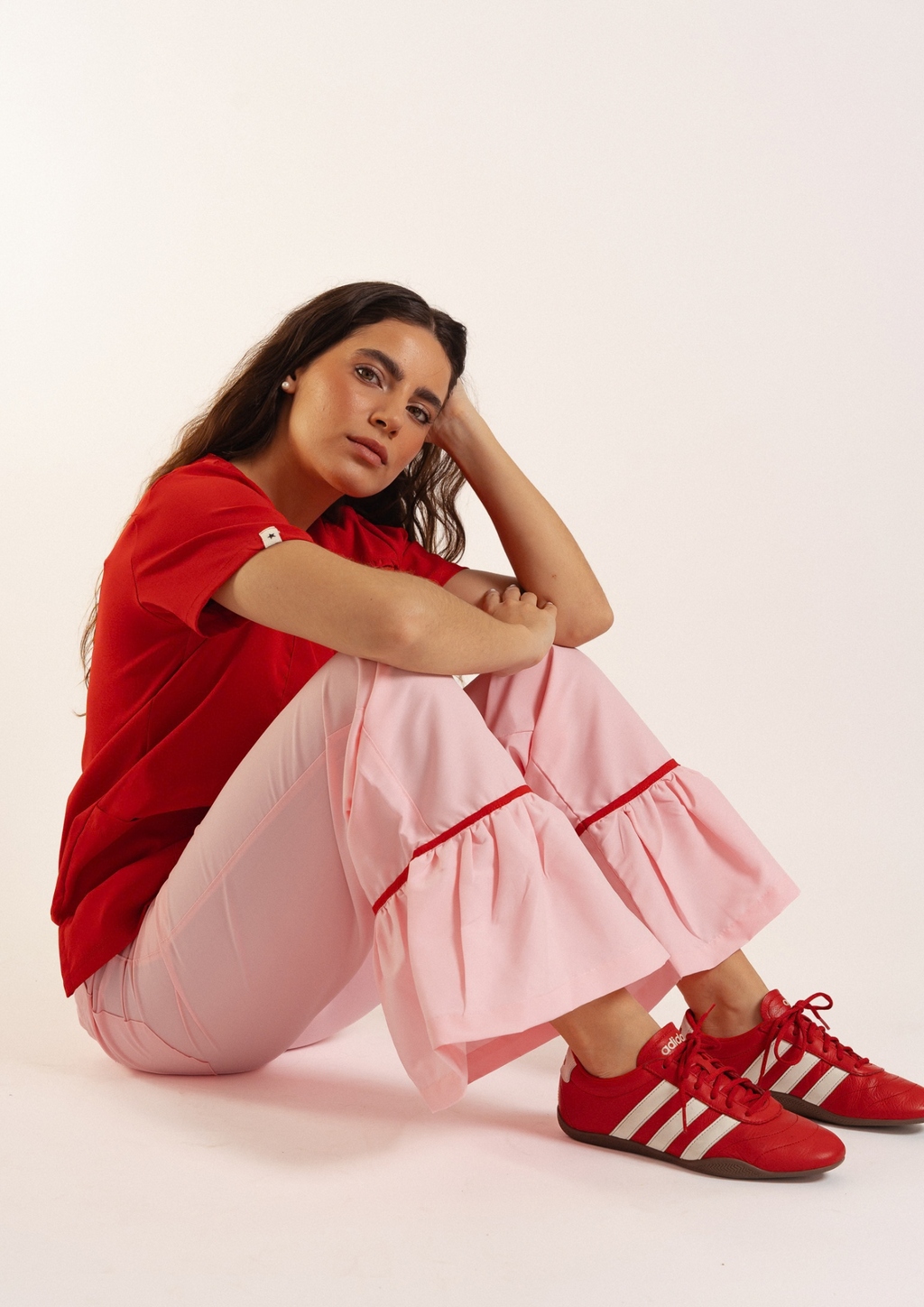 Pantalón Ceibo / Rosa con vivo rojo