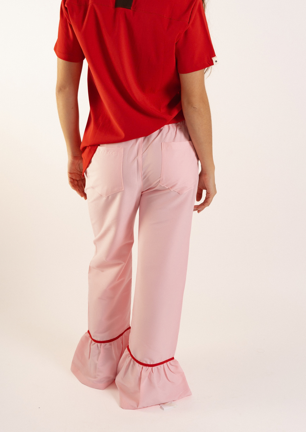 Pantalón Ceibo / Rosa con vivo rojo