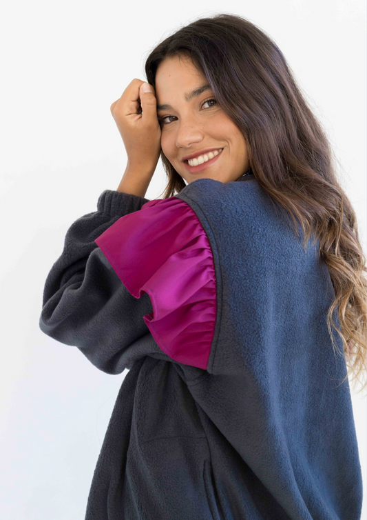 CAMPERA NORI / GRIS OSCURO Y BORDO